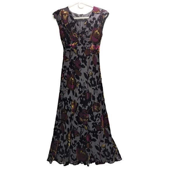 Jones New York Dress Womens 4P Petite Babydoll Floral Burnout Velvet V Neck - Picture 1 of 11